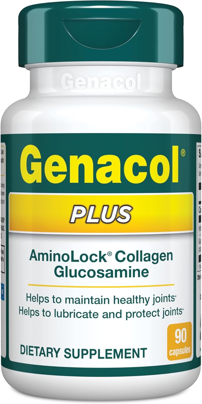 Genacol Plus – Glucosamine and Collagen Supplement, Ultra-Hydrolyzed Collagen Peptides, Eases Joint Movement, Maintains Cartilage, 90 Capsules (30-Day Supply)