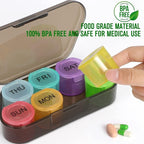 NatureTouch Weekly Pill Organizer, BPA Free Medicine Organizer Rainbow 7 Day Pill Box, Daily Portable Pill Conatainer for Pills/Vitamin/Fish Oil/Supplements [Lastest Version],Black