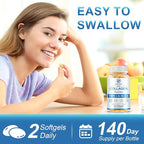 Multi Collagen Peptides for Women & Men, Hydrolyzed Collagen Peptides-Type I, II, III, V, X - with Hyaluronic Acid,Vitamin C,Biotin,Supports Skin Hair Nail, Non-GMO, 280 Softgels