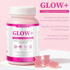 Glow Collagen Gummies with Hyaluronic Acid & Resveratrol | Gentle Support for Skin, Hair & Nail Care | Non-GMO | 90 Count (1)
