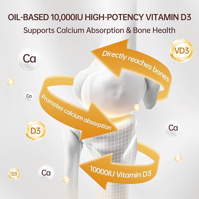 300 Pcs 2 in 1 Vitamin D3 10000 iu Plus K2 (MK-7) 200 mcg Virgin Coconut Oil Softgels with Vitamins D & K Supports Calcium Absorption, Bone, Immune, & Heart Health – Easy to Swallow