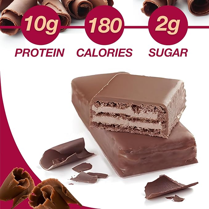 ProtiDIET Chocolate Protein Wafer Bars - High-Protein Low Sugar Snacks, No Trans Fat Energizing Nutrient-Rich Chocolate Wafers, Perfect On The Go Nutritional Snack - 7 Protein Wafers Per Box