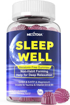 Nextdia Melatonin Free Sleep Gummies, with Magnesium Glycinate, GABA, 5-HTP, L-Theanine, Valerian, Chamomile, Lemon Balm, Vitamin D3 & B6 - Hormone & Drug- Free, Non-Habit Forming,Sugar Free