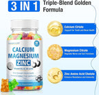 Calcium Citrate Magnesium Zinc Gummies, Calcium 1200 mg with Vitamin D3, B6, K2,B12 for Bone, Muscle, Immune Ultimate Absorption Calcium Supplement for Women and Men 60 Counts