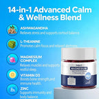 Magnesium Complex Gummies for Women & Men, Calm Magnesium Gummies for Women & Men, 14-in-1 with Ashwagandha, L-Theanine, Vitamin D3 & Zinc, 60 Count (1)