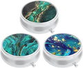3 Pack Pill Box, Small Pill Case for Purse & Pocket, Cute Medicine Organizer Travel Pillbox, Portable Pill Container Holder to Hold Vitamins, Medication, Fish Oil & Supplements, Teal Ocean Marble