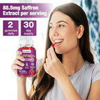 Saffron Gummies (88.5 mg) with Magnesium — Enhanced with St. John’s Wort, Rhodiola, Ashwagandha & Vitamins B6, B12, D3 for Mood & Focus Support — 120 Count
