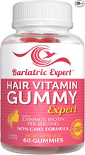 Bariatric Expert Hair Vitamin Gummies – Fast-Melting Dietary Supplement for Adults Post Bariatric Surgery, Nutritionist Recommended, Essential Daily Formula for Optimal Wellness - 60 Count
