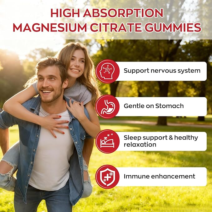 High Absorption Magnesium Gummies for Adults，Magnesium Supplement for Muscle, Nerve, Bone and Heart Support, Vegan, Non-GMO，Raspberry Flavor (60 Count（Pack of 2）)
