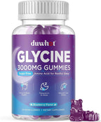duwhot Glycine Gummies, 3g(3000 mg) Glycine Supplements for Sleep, Detox, Relax, Nerve Support, Blueberry Flavor, Sugar-Free, Vegan, Non-GMO, Gluten-Free, 60 Ct.