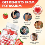 softbear Potassium Gummies for Adults, Sugar Free Potassium Chloride Gummies 1200mg Support Leg Cramps & Electrolyte Balance High Potency Potassium Supplement, Strawberry Flavor 120 Count