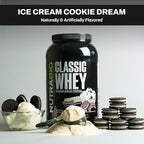 NutraBio Classic Whey Protein Powder- 25G Protein Per Scoop - Full-Spectrum Amino Acid Profile - No Fillers, Artificial Colors, Preservatives - Low Glycemic Index - (Ice Cream Cookie Dream, 2 Pounds)
