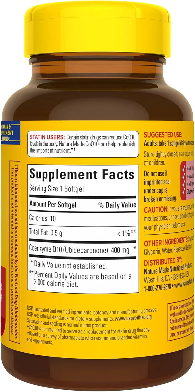 Nature Made CoQ10 400mg Softgels,Dietary Supplement for Heart Health Support,40 Day Supply,40 Count (Pack of 2)