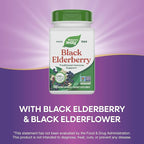 Nature's Way Black Elderberry Capsules, Traditional Immune Support* Supplement with Elderberry and Elderflower, Plant Powered, 100 Capsules (Packaging May Vary)