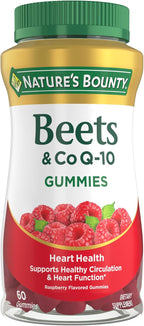 Nature’s Bounty Beets & Co Q-10 Gummies for Heart Health, Coenzyme Q10, Beet Root Extract, Supports Healthy Circulation and Heart Function, Cellular Energy Production, Raspberry Flavor, 60 Gummies