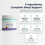 Magnesium Sleep Night Time Powder - Magnesium Citrate, Magnesium Glycinate with Melatonin, L-Theanine and GABA Sleep Aid, Natural Sleep Supplement, Vegan, Gluten-Free, Raspberry Lemon Flavor