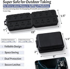 Foldable & Portable Pill Organizer 2 Times A Day with Extra Compartments - Etched Labels - Weekly 7 Day AM PM Medicine Box, Week Daily Travel Pill Case Holder Dispenser for Vitamin, Supplement - Black