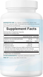 Micro Ingredients Hyaluronic Acid Complex, 240 Vegetarian Capsules | with Collagen, MSM, Vitamin C, Biotin, Turmeric & Boswellia | Non-GMO, Filler-Free, cGMP Manufactured & Lab Tested
