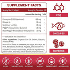 ZEBORA CoQ10-400mg-Softgels with PQQ, BioPerine & Omega-3, Coenzyme Q10(Ubiquinone) Supplement for High-Absorption, Powerful-Antioxidant, Support Heart & Energy-Production, 120 Servings