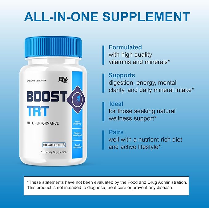 (2 Pack) Boost TRT Maximum Strength Performance Supplement BoostTRT Premium Capsules, Boost TRT Maximum Strength Advanced Multivitamin Supplement, BoostTRT Health Management Pills (120 Capsules)