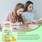 SAM-e L-Tyrosine Gummies with NAC, CoQ10 & Vitamin B Complex, 1600mg SAM-e, 1500mg L-Tyrosine Supplement for Energy, Cellular Antioxidant Support, Emotional Well-Being Support, 120 Count