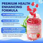 2 Pack Vegan Omega 3 Gummies 1000mg+CoQ10+Magnesium - w/Algae EPA 600mg & DHA 400mg, Fish Oil Omega-3 Supplements Alternative for Adults, for Brain, Eye, Immune Health, Strawberry Flavor, 120 Count