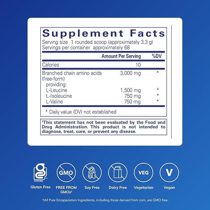Pure Encapsulations BCAA Powder | Hypoallergenic Supplement to Support Muscle Function During Exercise | 8 Ounces