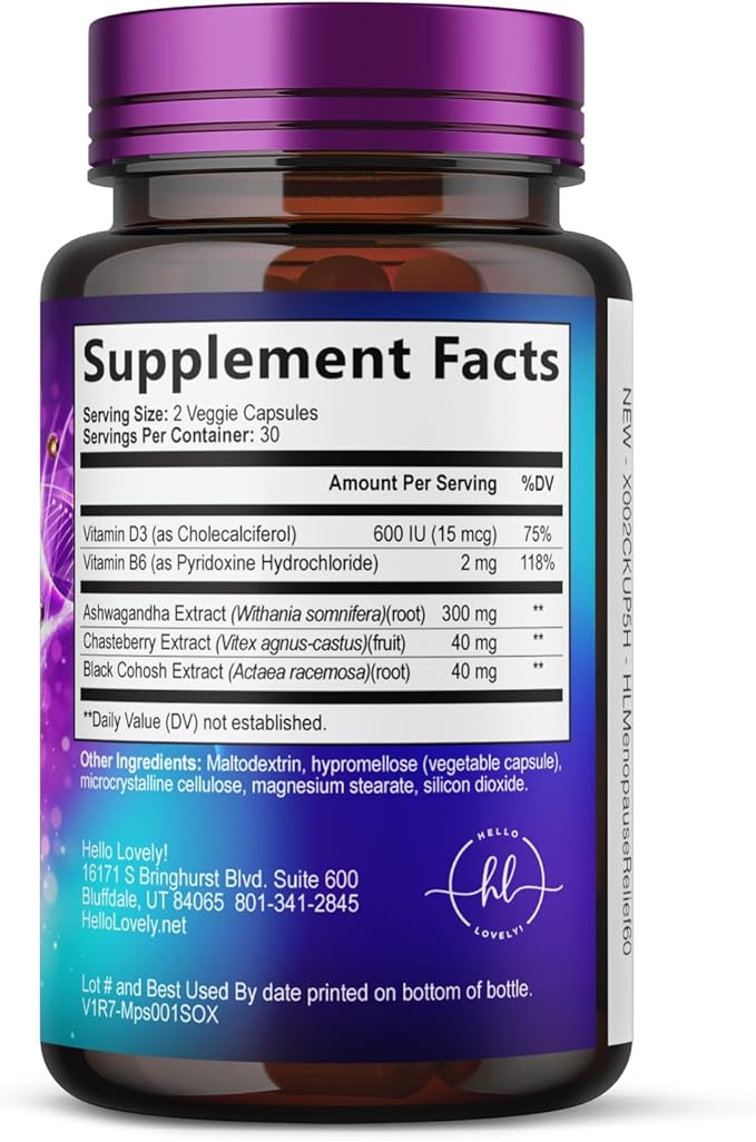 Menopause Supplements for Women - Complete Hot Flash Night Sweats & Menopause Relief Pills, Probiotics with Dong Quai & Black Cohosh for Vaginal, Digestive Support - 60 Capsules
