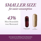 Reserveage Beauty Resveratrol Plus+ 500 mg - Rapid-Release Resveratrol Capsules with Quercetin for Immune System, Brain Health & Cellular Health - Gluten-Free & Vegan - 30 Veggie Capsules