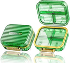 Small Pill Box, Acedada Travel Pill Case for Purse, Portable 7 Compartments Daily Pill Organizer, Compact Medicine Vitamin Container for Fish Oil & Supplements, Light Green
