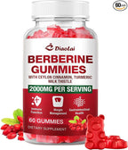 Berberine Gummies 2000mg - Natural Organic Berberine HCL Supplement - Vegan, Non-GMO, Gluten-Free - Delicious Raspberry Flavor - 60 Count