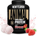 Animal 100% Whey Protein Powder – Whey Blend for Pre or Post Workout, Recovery, Anytime Low Sugar Protein Boost Meal Replacement with BCAA Branched Chain Amino Acids – New Flavor, Strawberry, 4 lb