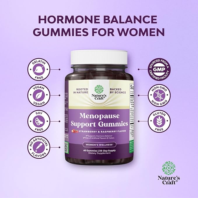 Womens Menopause Gummies with Dong Quai - Menopause Vitamins for Women with Ashwagandha - Holistic Support for Hot Flashes Night Sweats and Mood Swings - Pre & Post Supplements - 60 Count