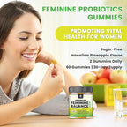 Feminine Balance Probiotic Gummies - Women's Vaginal Health Support | PH Balance & Odor, Flora, Immune Support | Probiotics for Women, Vegan Pineapple Flavor, 120 Count