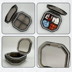 Travel Pill Organizer - Durable, Watertight Pill Case Travel Size with 4 Compartments - Compact Pill Travel Case for Vitamins, Supplements, Medicine - Travel Pill Container for Purse (Gray)