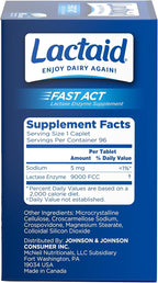 Lactaid Fast Act Lactose Intolerance Caplets with Lactase Enzyme, Dairy Relief from Gas, Bloating & Diarrhea, 9000 FCC Lactose Intolerance Pills, 96 Individual Travel On-The-Go Packs (96 x 1 ct)