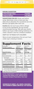 Zarbee's Elderberry Syrup for Kids, Daily Immune Support with Vitamin C & Zinc, Childrens Liquid Supplement, Natural Berry Flavor, 4 fl oz