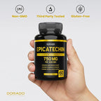 Epicatechin Extract 750mg Per Serving - (60 Capsules) - Supports Lean Muscle, Nitric Oxide, Myostatin Inhibitor, Stamina, Endurance, Pump & Gains - Non-GMO & Vegan Supplement - (60 Count)