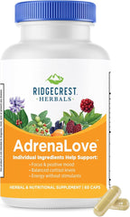 Ridgecrest Herbals AdrenaLove, Stress and Energy Support Supplement (60 Vegan Caps, 30 Serv)
