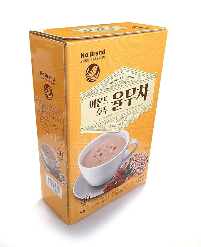 LENITH Korean Almond Walnut Job’s tear Tea Yulmu Cha Powder Meal Replacement Shake Breakfast Simple Meal 30T 율무차/Total 540g