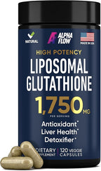 Liposomal Glutathione Supplement 1000MG + 750MG- Glutathione Liposomal with VIT C + Phospholipid Antioxidant Complex - Liver Detox and Immune Support Supplement - 120 Caps - Powder&Liquid Alternative