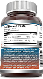 Amazing Formulas Calcium with Vitamin D3 Supplement | Tablets | Non-GMO | Gluten-Free | Made in USA (1 Pack | 500 Count)