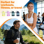 2 Pack Protein Powder Container to Go with Keychain & Keyring, Large Capacity, Clear, Leakproof, Ideal for workouts, fitness, or travel (Pink&Yellow)