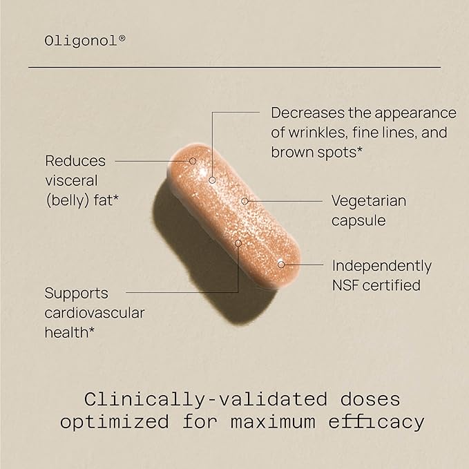 Quality of Life Oligonol Premium Anti Aging Supplement - Promotes Cardiovascular Health, Circulation & Youth, Includes Antioxidants - Lychee Fruit Extract - 30 Vegicaps