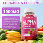 Alpha Lipoic Acid Gummies 1000MG with Biotin, High Absorption Chewable ALA Supplement for Antioxidant, Brain Health and Nerve Support, Raspberry Flavor, 60 Count
