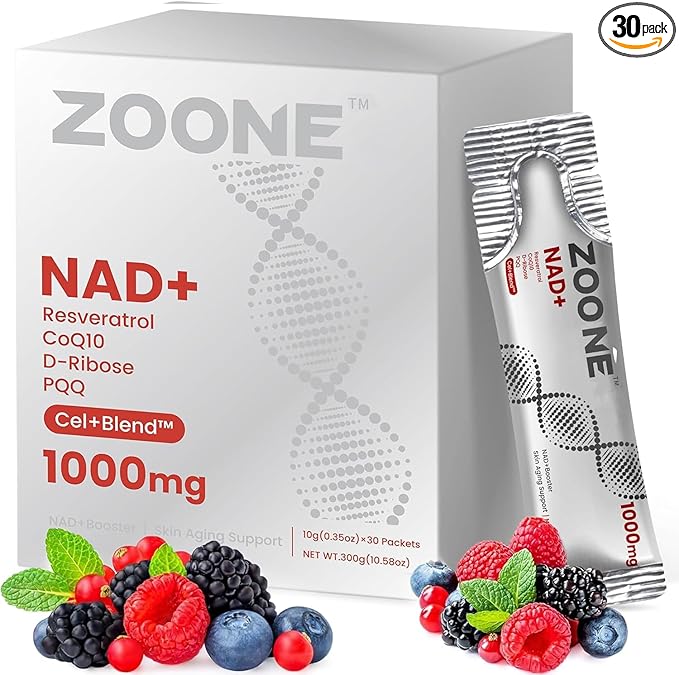 NAD Resveratrol Supplement, NAD+ Liquid Supplement 1000mg, with Nicotinamide Riboside, Resveratrol & PQQ, NAD Supplements for Men & Women, Healthy Aging & Boosts Cellular Energy – 30 Packs