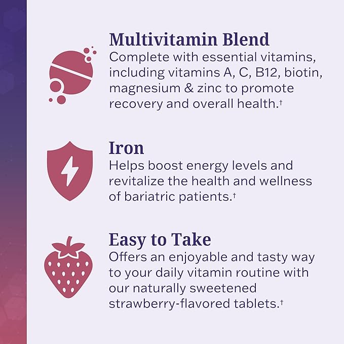BioSchwartz Bariatric Multivitamin with Iron - 60 Chewable Tablets, 30-Day Supply - Third-Party Tested - Bariatric Multivitamin with Iron for Gastric Bypass