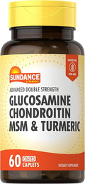 Sundance Glucosamine Chondroitin MSM and Turmeric | 60 Caplets | Double Strength | Non-GMO and Gluten Free Supplement
