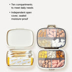 Travel Pill Box – Travel Pill Organizer, 10 Compartments Portable Pill Case,Pill Case for Purse, Pocket – Durable Daily Pill Organizer for Vitamins, Supplements