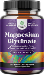 Pure Magnesium Glycinate Supplement 500mg - Magnesium for Sleep and Rest Capsules for Men & Women - Unflavored Vegan High Absorption Pills for Relaxation Support - 120 Count